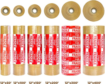 Honeycomb Packing Paper, 12"x400' Brown | Perforated Honeycomb Packing Paper Recyclable Moving Supplies for Shipping & Moving | Plastic-Free Alternative to Bubble Cushion Wrap with 36 Fragile Stickers