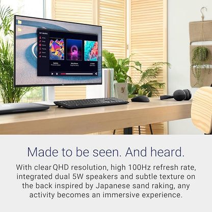 Dell S2725DS Monitor - 27 Inch, QHD (2560x2440) Display, 100Hz refresh rate, 1500:1 contrast ratio, TÜV Rheinland Eye comfort 4 Star, Integrated 2x5W speaker, Height/Tilt/Swivel/Pivot- Ash White color