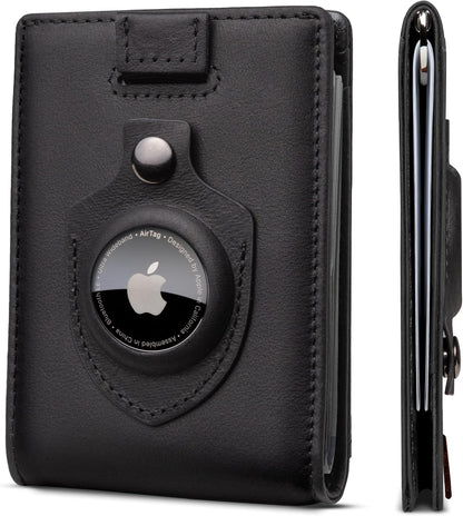 SERMAN BRANDS RFID Blocking Slim Bifold Genuine Leather Minimalist Front Pocket Wallets for Men with Money Clip Thin Mens