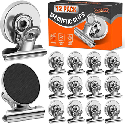 VNDUEEY 12 Pack Fridge Magnet Refrigerator Magnets, Strong Magnetic Clips, Magnet Clips for Whiteboard, Locker, Photo Displays, Kitchen, Office Organizing Decorating
