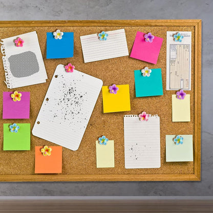 60 pcs Flower Push Pins Cute Decorative Flower Thumbtacks Color Pushpins for Bulletin Cork Board Photo Wall Display Map Home Office Organization