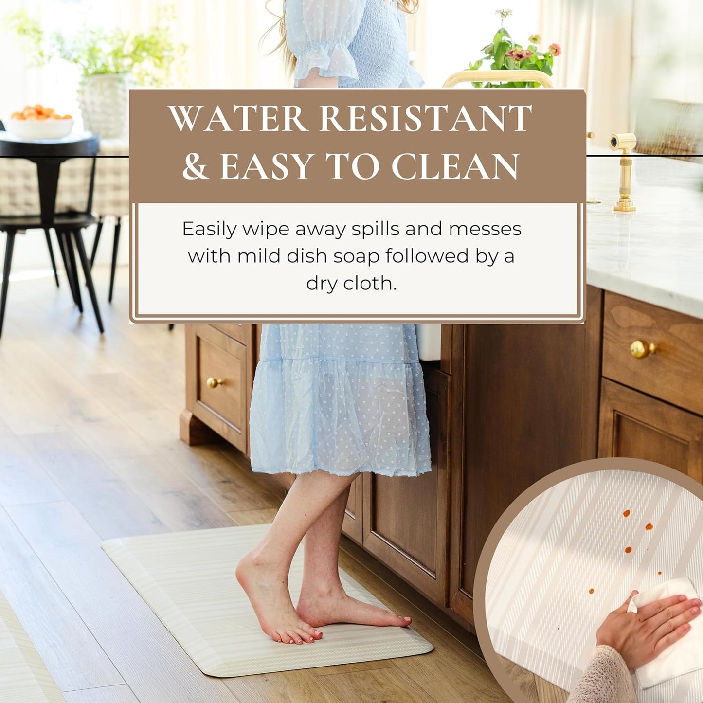 Anti Fatigue Mat by Laurel Lane Co. – Designer Anti Fatigue Mats for Kitchen Floor, Kitchen Mats for Floor, Desk Mat – Cushioned 0.75" Thick – Stain Resistant – Non-Skid Bottom – 20" x 39"