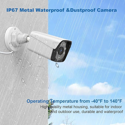 H.265+ Wired Security Camera DVR Kit System with AI Human Vehicle Detection, 4x 1920P 5MP IP67 Metallic Indoor/Outdoor Cameras IR Night Vision Remote Access, 4K NVR 1TB HDD Included for 24/7 Recording