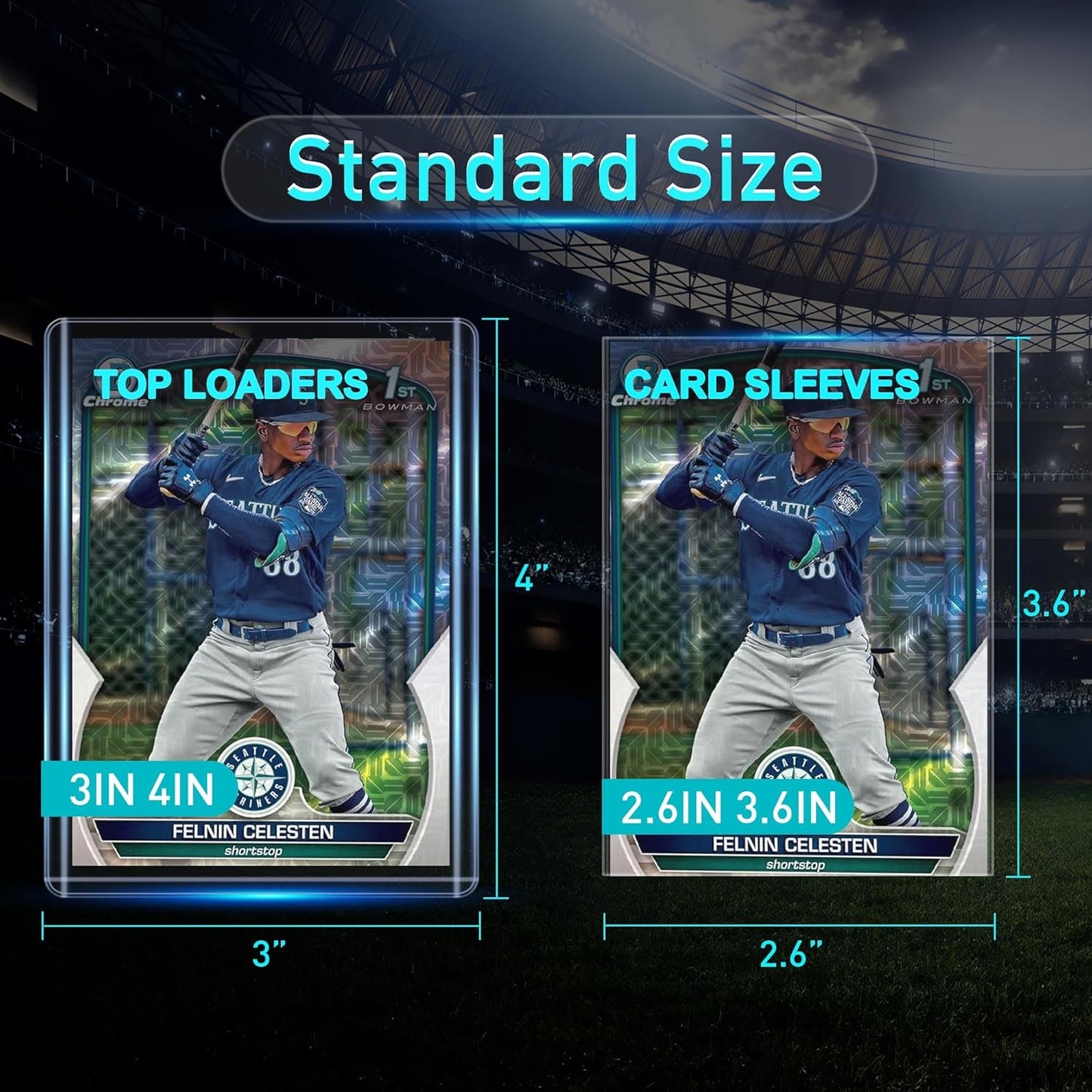 200 Card Sleeves - 3"x4" Hard Plastic Top Loaders for Cards - Trading Card Sleeve & Baseball Card Holder - Premium Topload Ablum Photocard Holder for Sports, Game & Kpop Cards (100Soft+100Hard)