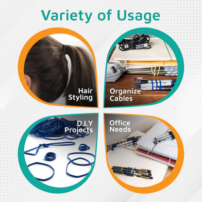 PlasticMill Blue Rubber Bands Size 33 (3 1/2" x 1/8") - #33 Colored Rubber Bands Office Supplies - Strong, Elastic Bands for Crafts, Balloon Garland, Cash, File Folders (100-Pack)