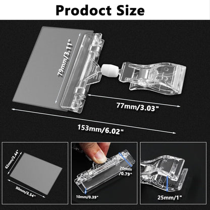 Biaungdo 12 Pcs Rotating Clip Swivel Sign Holder, Clear Rotatable Sign Holder with Double Clip Design, PVC Card Protector for Shelves, Store, Business, Exhibition