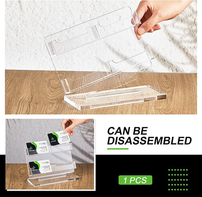 Business Card Holder for Desk 4 Slots Freestanding Acrylic Business Card Holder Display Stand Multiple Organizer for Office Meeting Exhibition Home