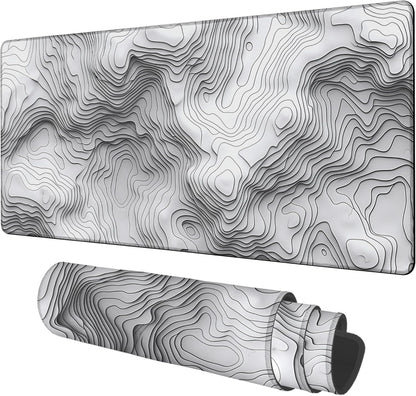 Large Mouse Pad Wave Lines Gaming Desk Pad Computer Keyboard Non-Slip Waterproof Mouse Mat with Rubber Base and Stitched Edges Entertainment Office Writing Desk Mat 35.4 x 15.7 Inches