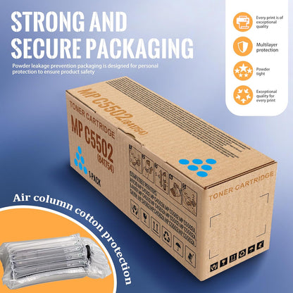 1 Pack MP C5502 Cyan Toner Cartridge | Replacement for Ricoh MP C5502 Work with Aficio MP C4502 C4502A C5502 C5502A LANIER MP C4502 C4502A C5502 C5502A SAVIN MP C4502 C4502A C5502 C5502A | 841754