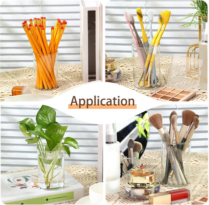 Crtiin 20 Pack Clear Acrylic Pen Holder Makeup Brush Round Pencil Holder for Desk Pen Cups Desk Organizers and Storage Desktop Stationery Organizer for Office School Home Supplies
