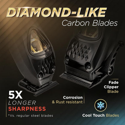 Fagaci Professional Hair Clippers for Men with DLC Blades and High Torque Vector Motor, Barber Clippers and Trimmers Set Zero Gap, 12000 RPM Hair Cutting Kit, Mens Haircut Cordless Clipper for Barber