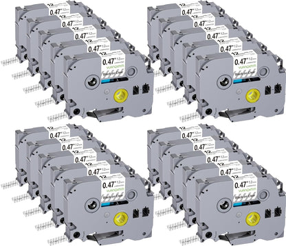 20-Pack TZe131 TZe TZ Tape 12mm 0.47 Laminated Clear Label Tape Compatible with Brother P Touch Label Maker Tape TZe-131 TZ-131 TZ131 for Brother PTD210 PTD220 PTD600 PTD410 PTD202 Printer
