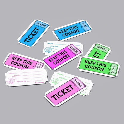 Fluorescence Raffle Tickets Double Roll 8000 Tickets 50/50 Tickets for Events, Entry, Class Reward, Fundraiser & Prizes(Blue, Green, Purple, Red)