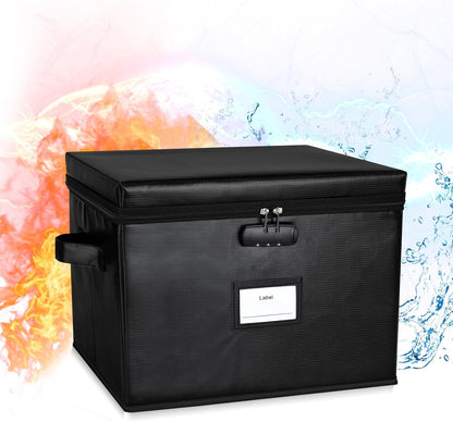 File Box Fireproof Document Box with Lock, Document Safe File Storage Organizer Boxes for Next of Kin Estate Planing Organizer End of Life Planner (Box, Black)