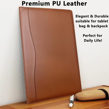 Portfolio Folder Padfolio with A4 Clipboard, PU Leather Portfolio Clipboard Business Binder Writing Clip Board Organizer for Legal Documents Business Card Men Women Brwon