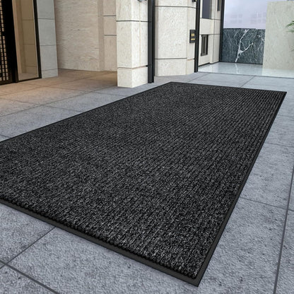 Kuyal Front Door Mat, 3'x6' Indoor Outdoor Entrance Mat, Commercial Floor Mats Inside Outside Entrance, Heavy Duty Durable Welcome, Rubber Backing Non Slip Outdoor Mats for Entryway,Black