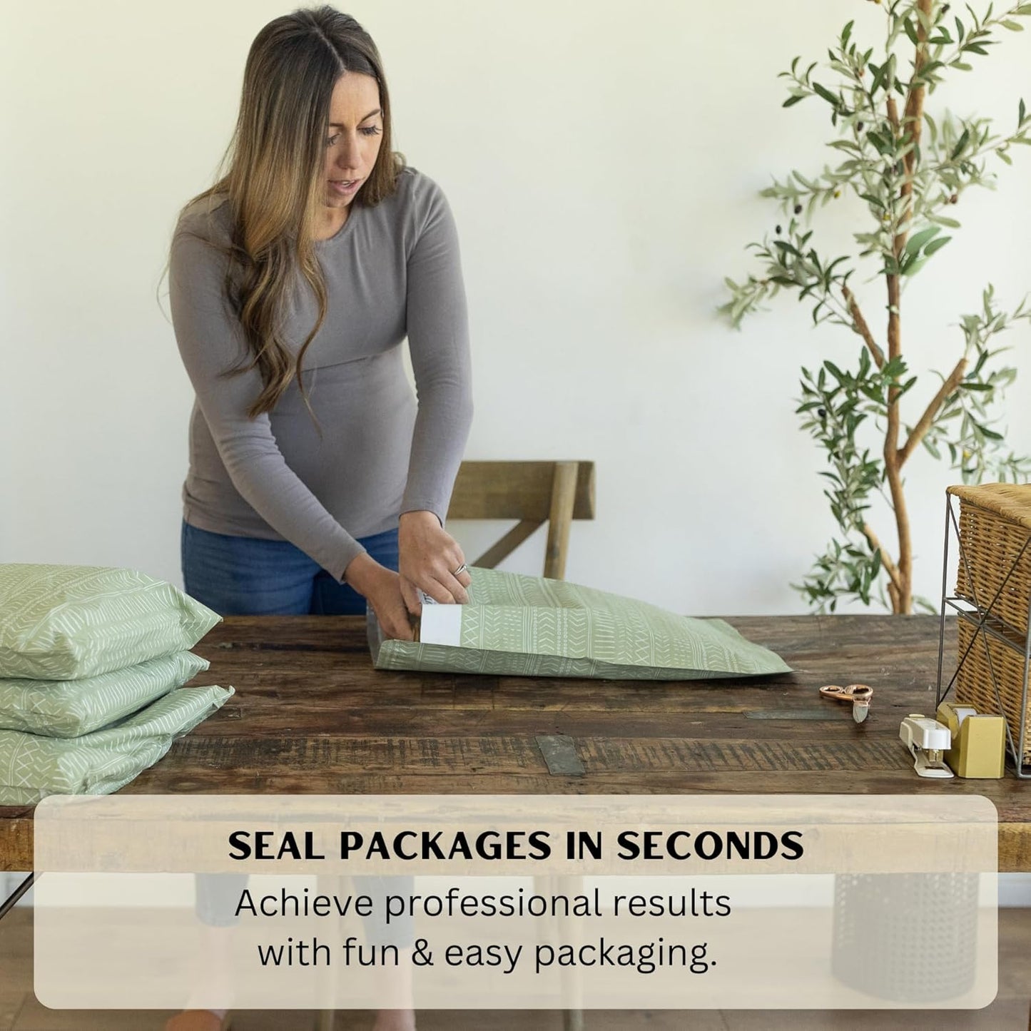 Poly Mailers 14.5x19 Inch 50 Pack Extra-Large Shipping Bags | Strong Thick Mailing Envelopes | Self- Adhesive | Waterproof & Tear Proof | Small Business Packaging for Clothing - Boho Sage Green