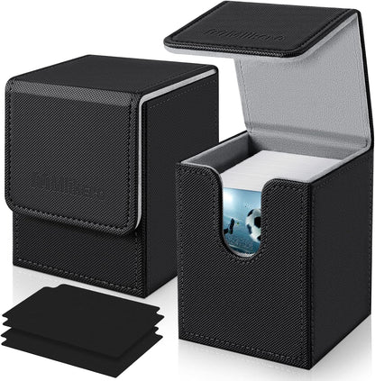 Mlikero 2 Pack Card Deck Box, Commander Deck Box Holds 200+ Single Sleeved Cards with 2 Dividers, Leather Magnetic Card Box Fit for MTG, TCG