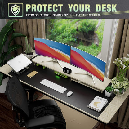 K KNODEL Large Office Leather Desk Mat, Mouse and Keyboard Pad, Computer and Laptop Mat, Desktop Protector and Cover, Writing Pad and Blotter (47.2"x23.6", Black)