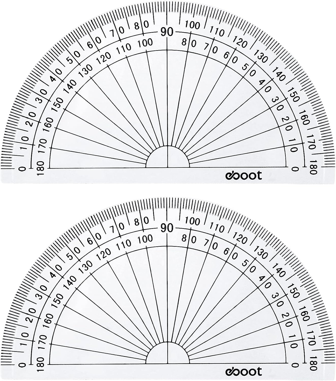 EBOOT 25 Pcs Math Protractors Plastic Protractor 180 Degrees, 4 Inches (Clear)
