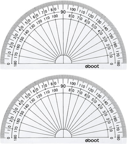 EBOOT 25 Pcs Math Protractors Plastic Protractor 180 Degrees, 4 Inches (Clear)