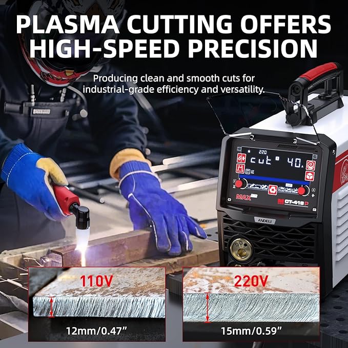 ANDELI Plasma Cutter Welder Combo，Pulse MIG/HF TIG/HF Cut/Stick/Flux Core 6-in 1 Multifunctional Welder，110V/220V Dual Voltage Aluminium MIG Welding Machine,160A MIG/TIG/Stick & 40A Cut