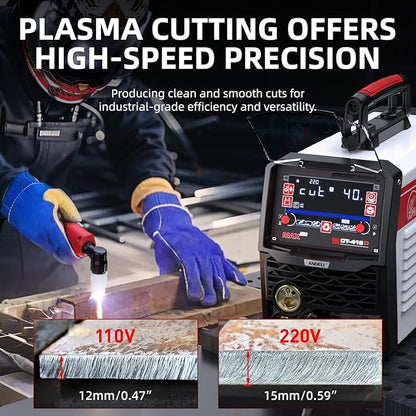 ANDELI Plasma Cutter Welder Combo，Pulse MIG/HF TIG/HF Cut/Stick/Flux Core 6-in 1 Multifunctional Welder，110V/220V Dual Voltage Aluminium MIG Welding Machine,160A MIG/TIG/Stick & 40A Cut