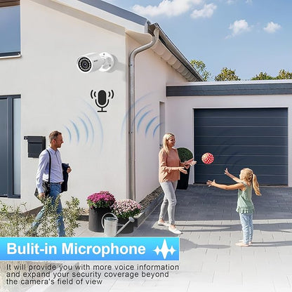 5MP Bullet PoE Camera, IP Surveillance Security Camera, Waterproof Outdoor IP67, Built-in Mic, 2.8mm Lens Wide Angle 110°, Night Vision 100ft, AI Human&Vehicle Detection, INB5GR38F (White)