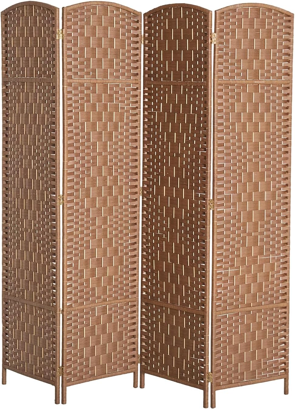 HOMCOM Room Divider 4 Panels Folding Privacy Screen 6FT Tall Portable Wicker Weave Partition Wall Divider for Bedroom Home Office, Natural Wood