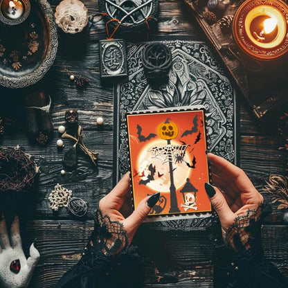 GLOBLELAND Halloween Pumpkin Lamp Cutting Dies for Card Making Skeleton Bat Cut Die for DIY Scrapbooking Journal Embossing Paper Craft Decor