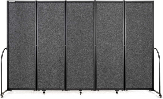 Folding Room Partition,Privacy Room Screen with Arms,Office Dividers Partition Wall,10'2"L* 6'7"H,Dark Grey