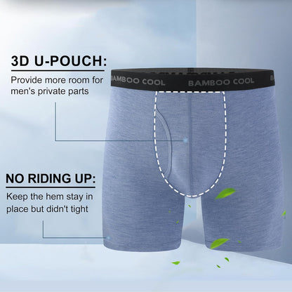 BAMBOO COOL Men's Ultra Breathable Underwear,No Riding Up Boxer Briefs with ComfortFlexible Waistband,Multipack