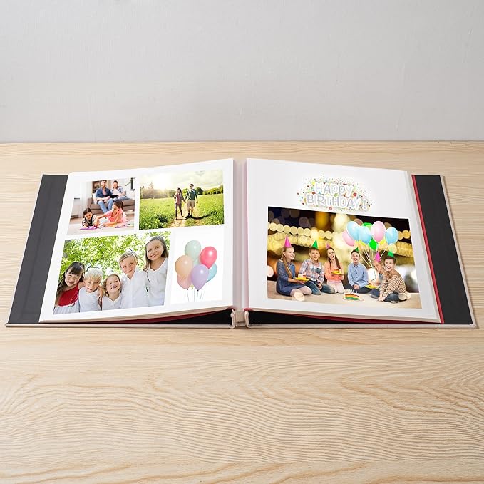 Photo Album Self Adhesive 4x6 5x7 6x8 8x10 8.5x11 11x10.6 Magnetic Scrapbook Album DIY Length 11x10.6 Inch 40 Pages Linen Cover Beige DIY Photo Album with A Metallic Pen and and Plastic Board