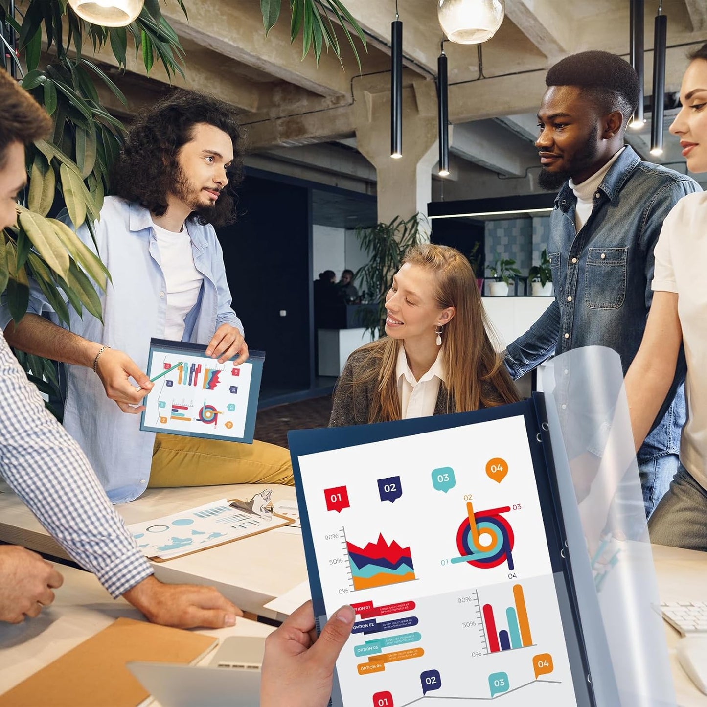 30 Pcs Clear Front Report Covers, Report Covers with 3-Prong Fasteners, Clear Front Presentation Folders for School Office Business, Navy Blue