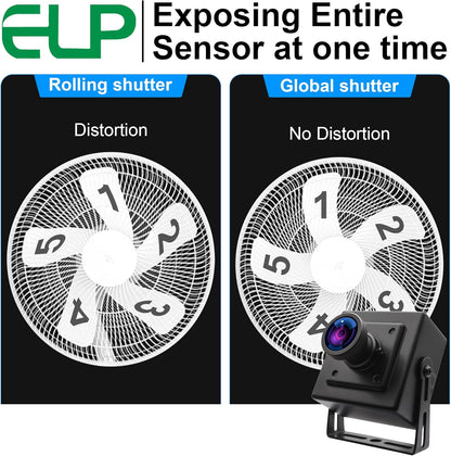 ELP Global Shutter USB Camera - Wide Angle Webcam for Computer & Laser Engraver - 1080P, 90fps, 120 Low Distortion Lens
