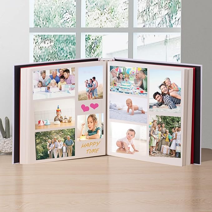 Large Photo Album Self Adhesive 4x6 5x7 3x5 8.5x11 Scrapbook Magnetic Album DIY Scrap Book Length 13 x Width 12.8 (Inches) 120 Sticky Pages Linen Cover DIY Photo Album (White)