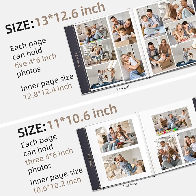 Vienrose Large Photo Album Self Adhesive for 4x6 5x7 8x10 Pictures Scrapbook Album DIY Scrap Book 40 Sticky Pages with A Metallic Pen