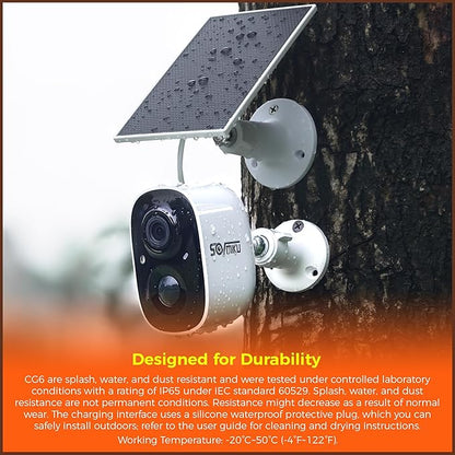 SOVMIKU 3CG6 2K Solar Security Camera Wireless Outdoor, PIR Motion Detection, Battery Powered, Easy to Setup,Two Way Audio,Audible Flashlight Siren,2.4GHz Wi-Fi,Color Night Vision,SD Slot,Vicohome