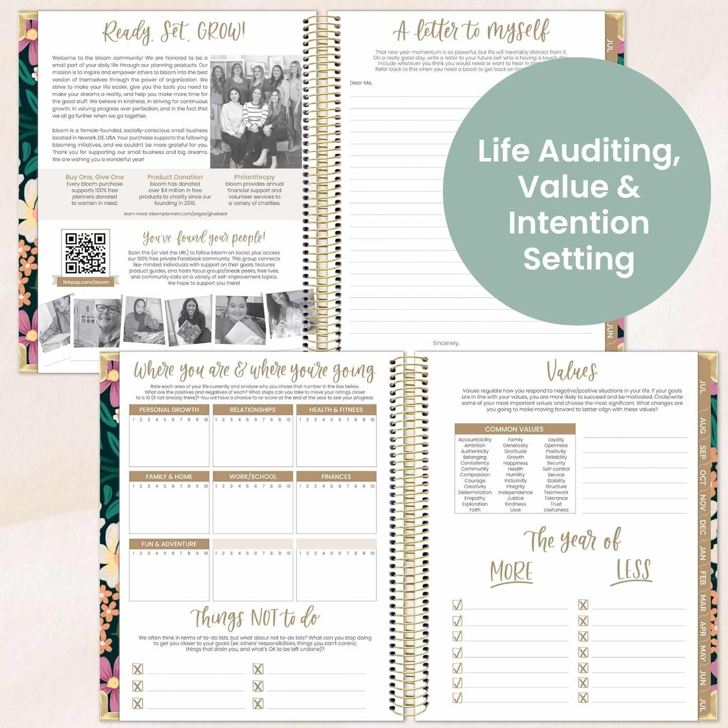 bloom daily planners 2025-2026 Hardcover Academic Year Goal & Vision Planner (July 2025 - July 2026) - Monthly & Weekly Calendar Agenda Organizer - 7.5" x 9" - Blooming Wildly