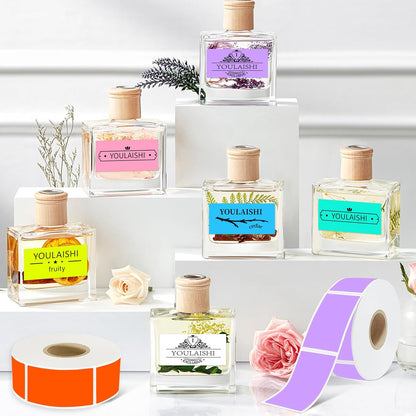 1X2 inch Label Stickers Roll for Thermal Printer 500PCS Colored Removable Freezer Labels Waterproof Blank Sticker Labels to Write on for Food Containers and Jars, Watercolor Green