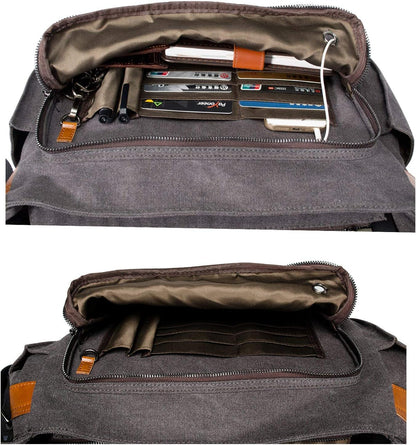 ESTARER 13-14 Inch Laptop Messenger Bag Water-Resistant Canvas Shoulder Bag for Business College, Grey