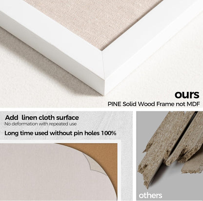 Fun Memories Cork Board Bulletin Board for Office, 20" x 30" Pine Wooden Framed Corkboard, Wall Mounted Notice Pin Board for School Home & Office, White