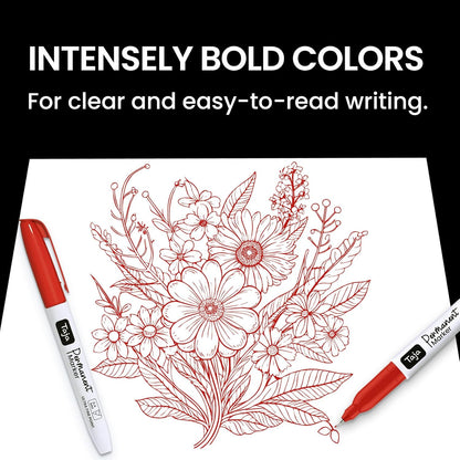 Permanent Markers Ultra Fine Tip, 30 Pack Red Quick-Drying and Fade-Resistant Permanent Markers Bulk Set for Writing and Drawing on Wood, Plastic, Metal, Glass, Ideal for Office School Supplies