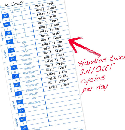 Pyramid Time Systems - 30% Recycled Time Cards (35100-10) for Pyramid Models 3500, 3500ss, 3600SS, and 3700 Time Clock and Document Stamp, Single Sided Time Sheets (4 X 9 Inches) - 300 Time Cards