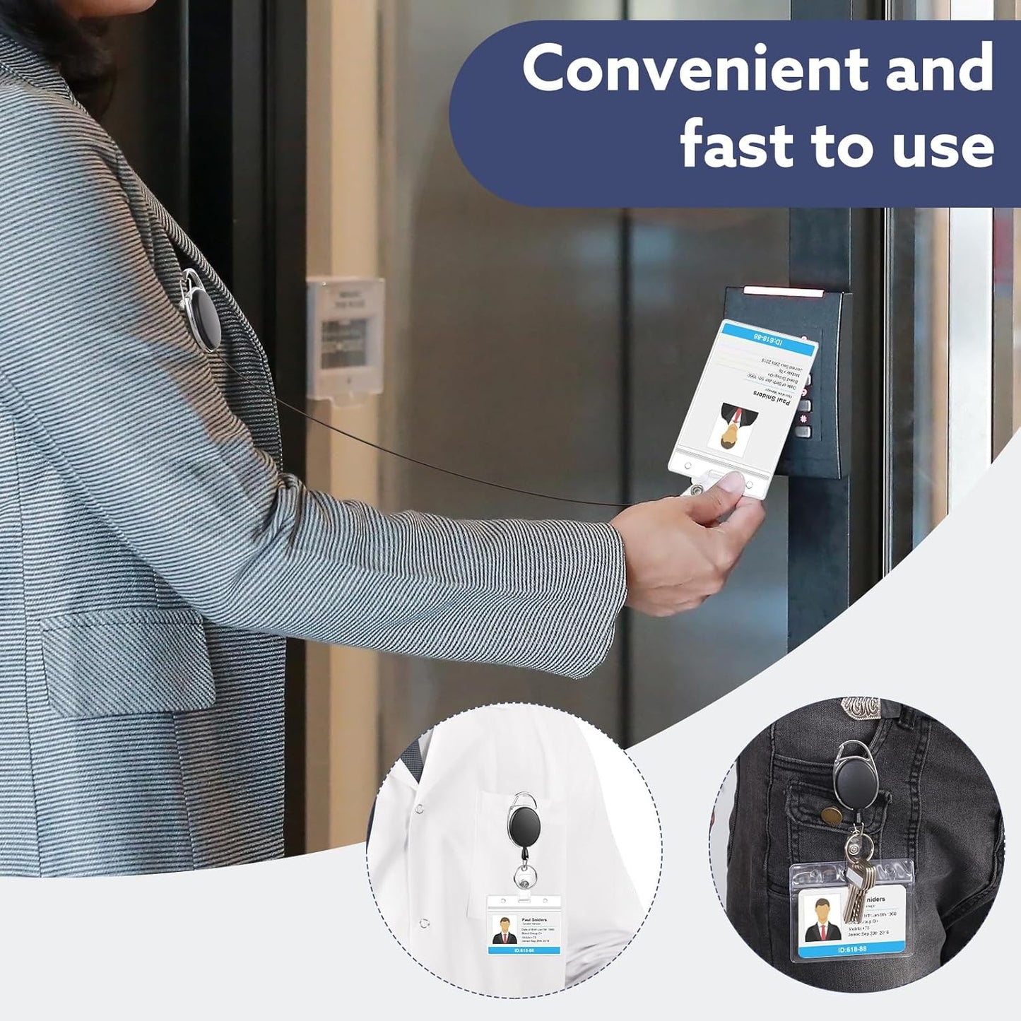 80 Pack Badge Reels Retractable ID Badge Holder with Carabiner Heavy Duty Badge Reel Clip and Key Chain for Work Office