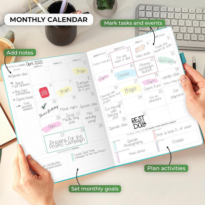 Clever Fox Planner PRO Schedule – Undated Weekly & Monthly Life Planner with Time Slots, Appointment Book & Daily Organizer, A4 (Turquoise)
