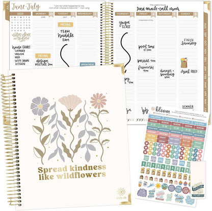 bloom daily planners 2025-2026 Hardcover Academic Year Goal & Vision Planner (July 2025 - July 2026) - Monthly & Weekly Calendar Agenda Organizer - 7.5" x 9" - Spread Kindness Like Wildflowers