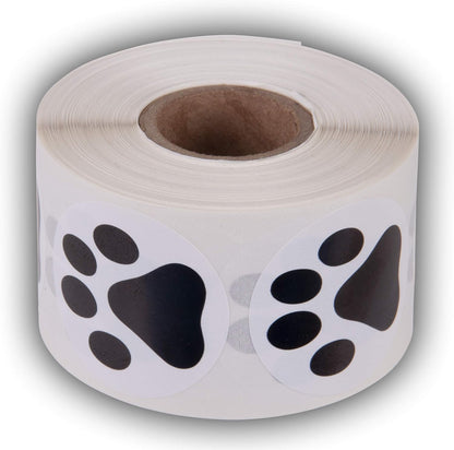 Paw Prints Animal Stickers- 500 1.5" Labels, Dog Paw Prints for Kids, Parties, Vets, Kennels, and Mailing. Made in The USA by Kenco (Black Paws)