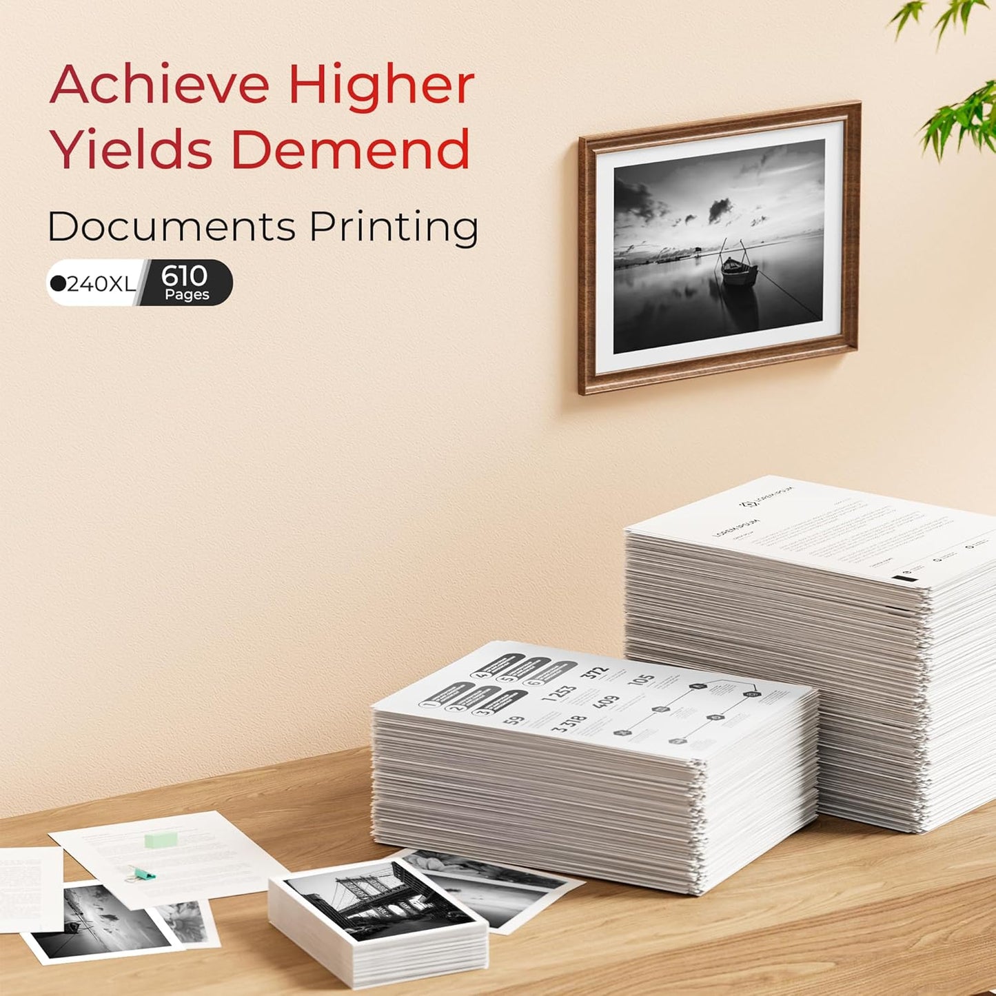 ejet 240XL PG-240 Black Ink Cartridge Remanufactured Replacement for Canon 240XL Black Ink Cartridge PG-240 XL for Canon Pixma MG3620 TS5120 MG2120 MG3520 MX452 MX512 MX532 MX472 Printer (2-Black)