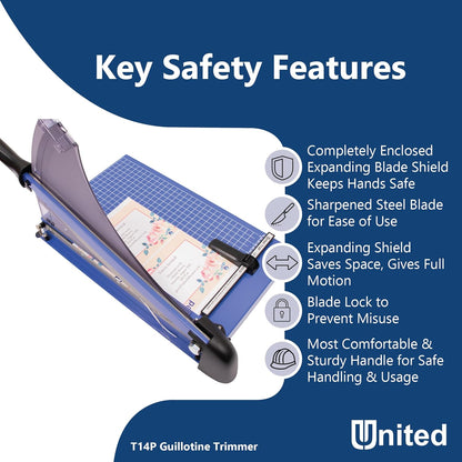 United Office Products T14P Professional Guillotine Paper Trimmer, Sturdy Metal Base, 14" Cut Length, 40 Sheet Capacity, Paper Cutter for Offices, Schools and Crafts